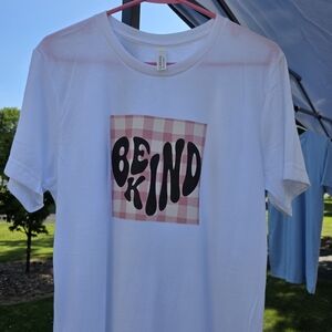 Womens 'Be Kind' T-Shirt - White and Pink